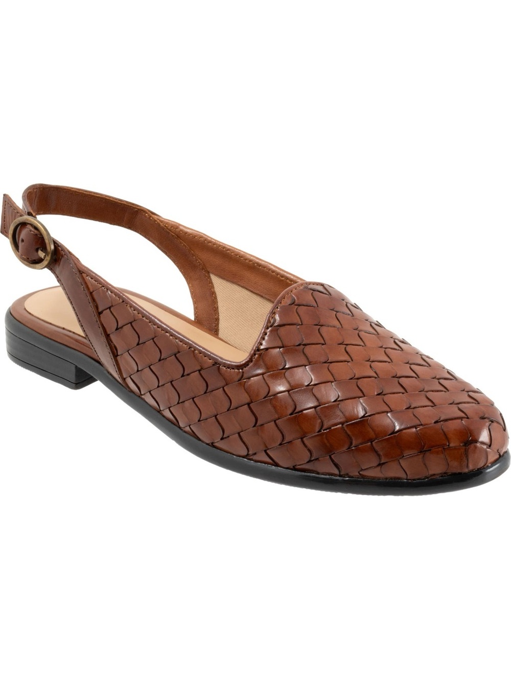 Trotters Brown Woven Leather Slingback Flat